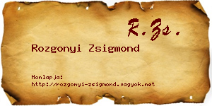 Rozgonyi Zsigmond névjegykártya